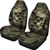 Green Camo Skull Universal Fit Car Seat Covers-grizzshop