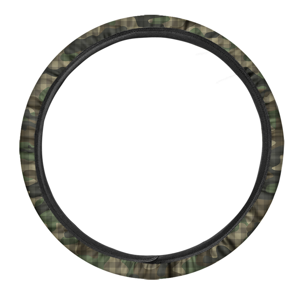 Green Camouflage Army Plaid Print Pattern Car Steering Wheel Cover-grizzshop
