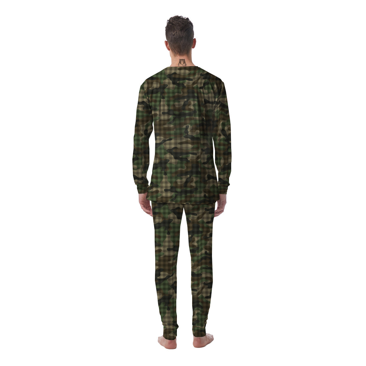 Green Camouflage Army Plaid Print Pattern Men's Pajamas-grizzshop