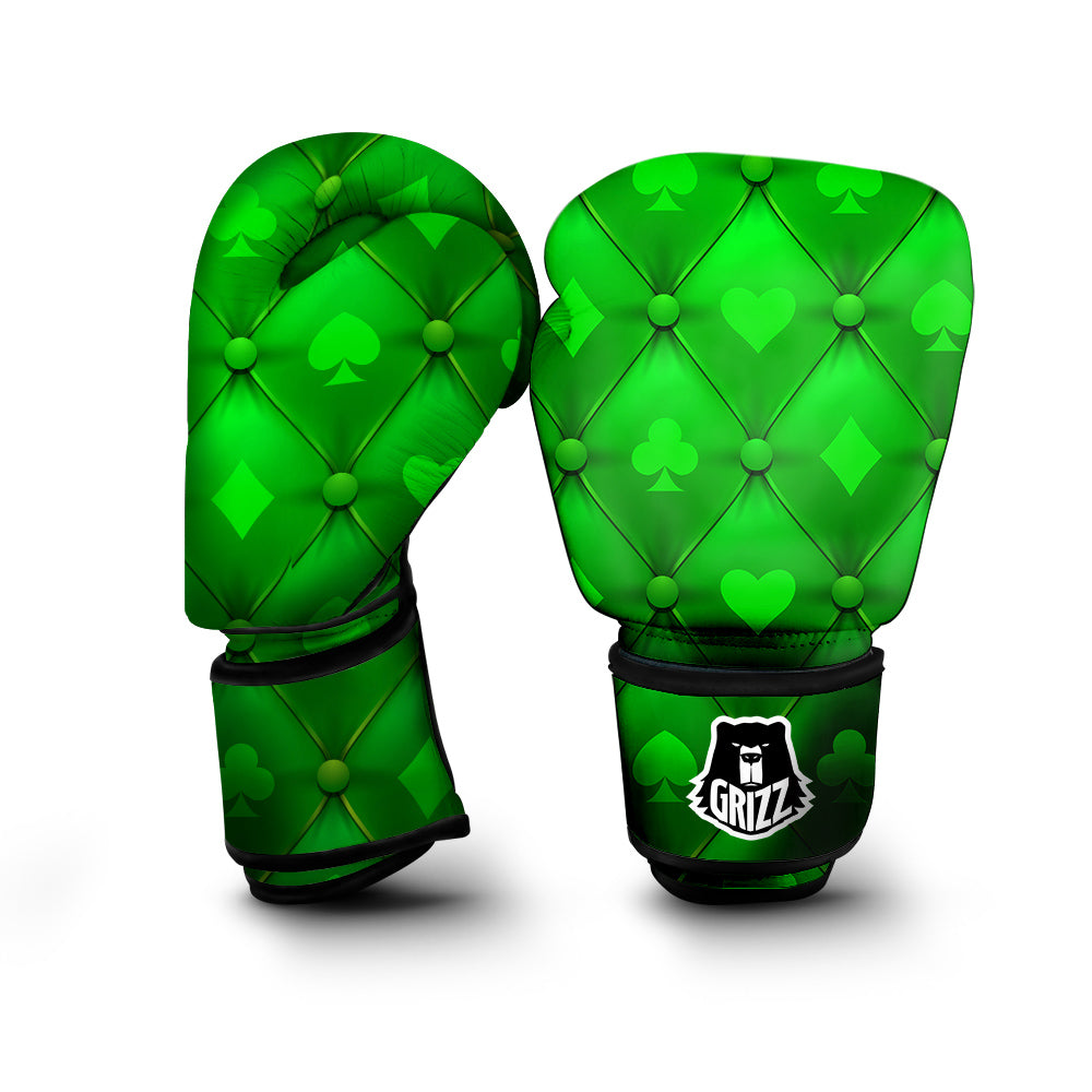 Green Casino Print Pattern Boxing Gloves-grizzshop