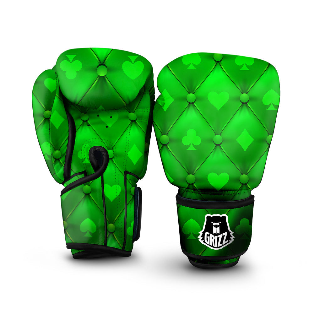 Green Casino Print Pattern Boxing Gloves-grizzshop