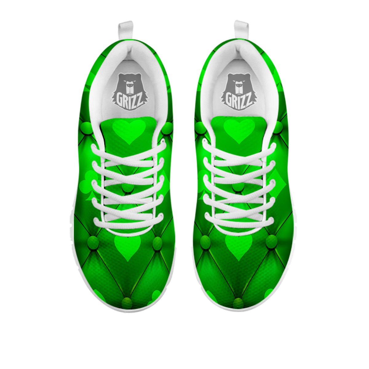 Green Casino Print Pattern White Sneaker-grizzshop