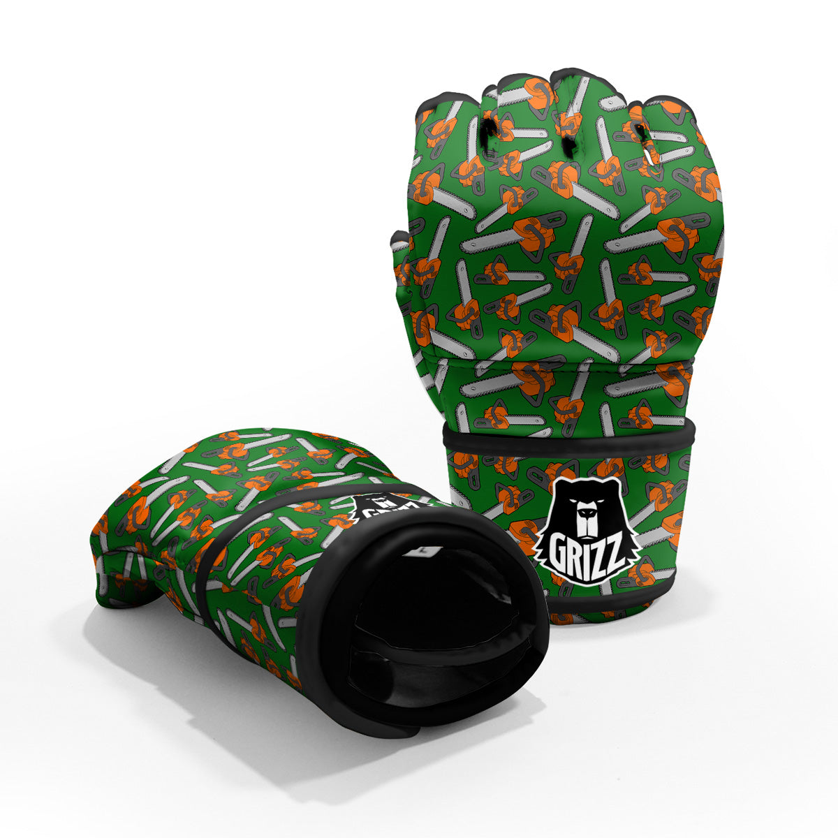 Green Chainsaw Print Pattern MMA Gloves-grizzshop