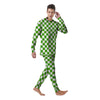 Green Checkered Flag Print Men's Pajamas-grizzshop