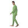 Green Checkered Flag Print Men's Pajamas-grizzshop