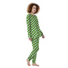 Green Checkered Flag Print Women's Pajamas-grizzshop