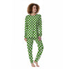 Green Checkered Flag Print Women's Pajamas-grizzshop