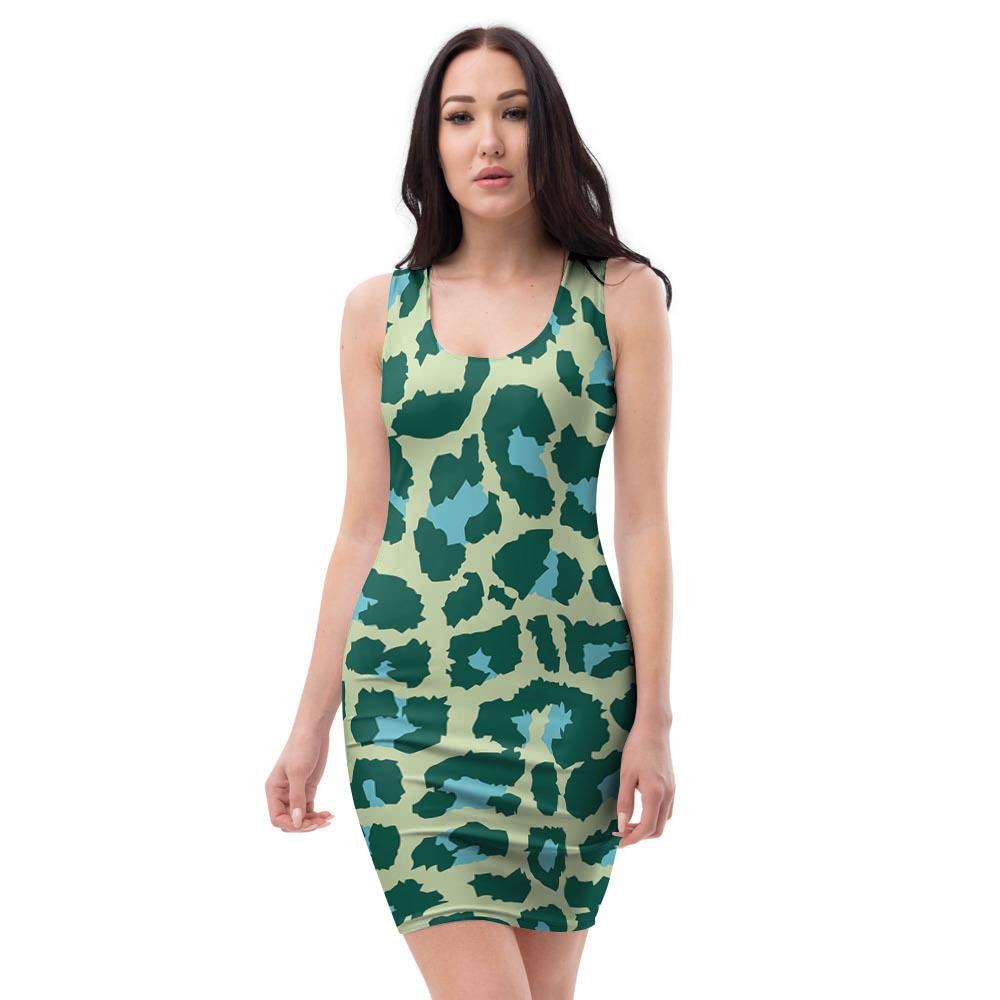 Green Cheetah Bodycon Dress-grizzshop