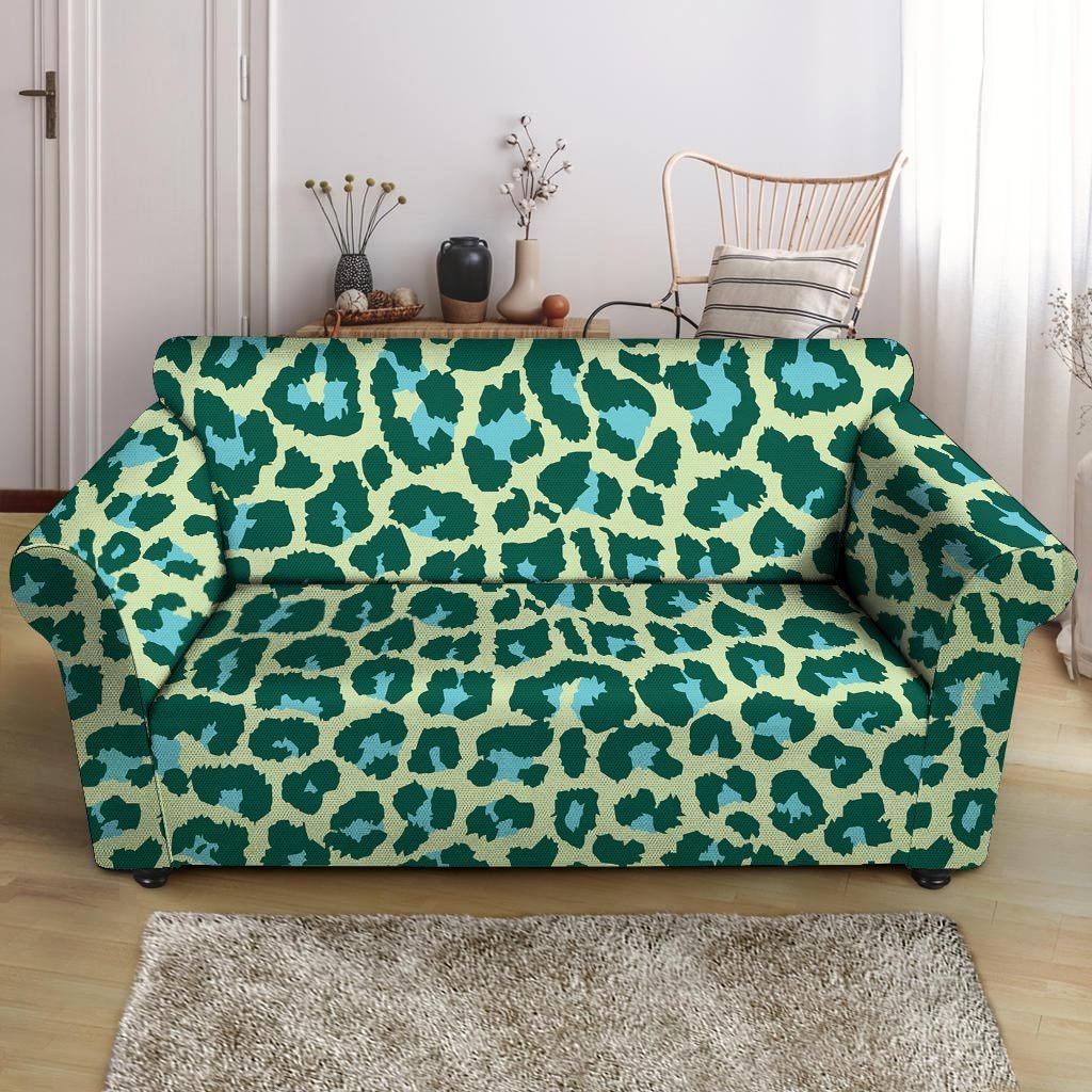 Green Cheetah Loveseat Cover-grizzshop