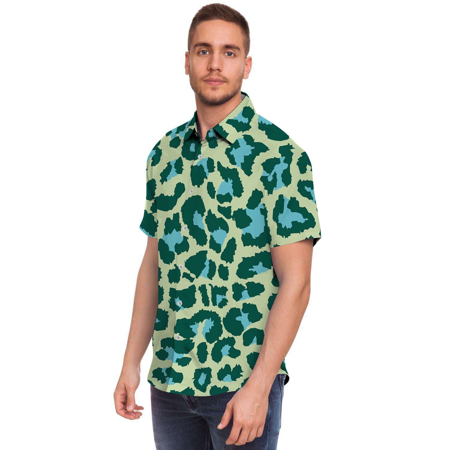 Green Cheetah Men's Short Sleeve Shirt-grizzshop