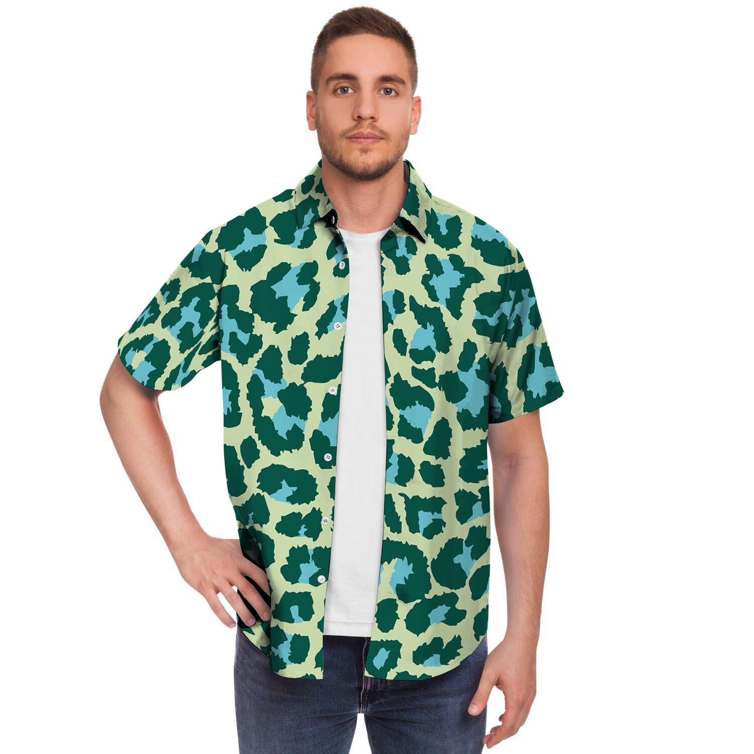 Green Cheetah Men's Short Sleeve Shirt-grizzshop