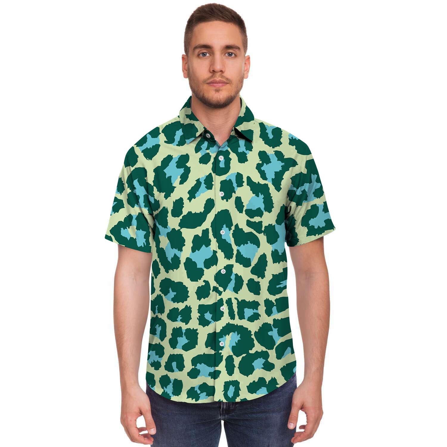 Green Cheetah Men's Short Sleeve Shirt-grizzshop