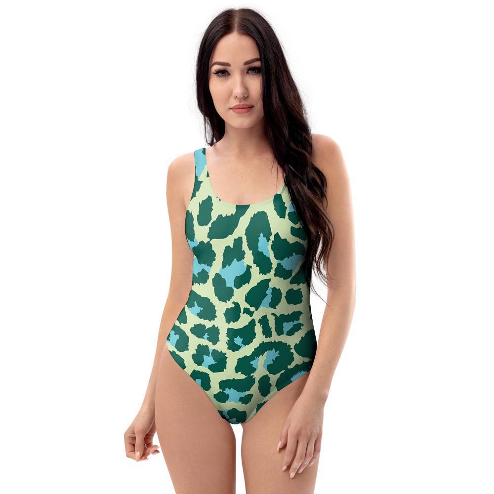 Green Cheetah One Piece Swimsuite-grizzshop