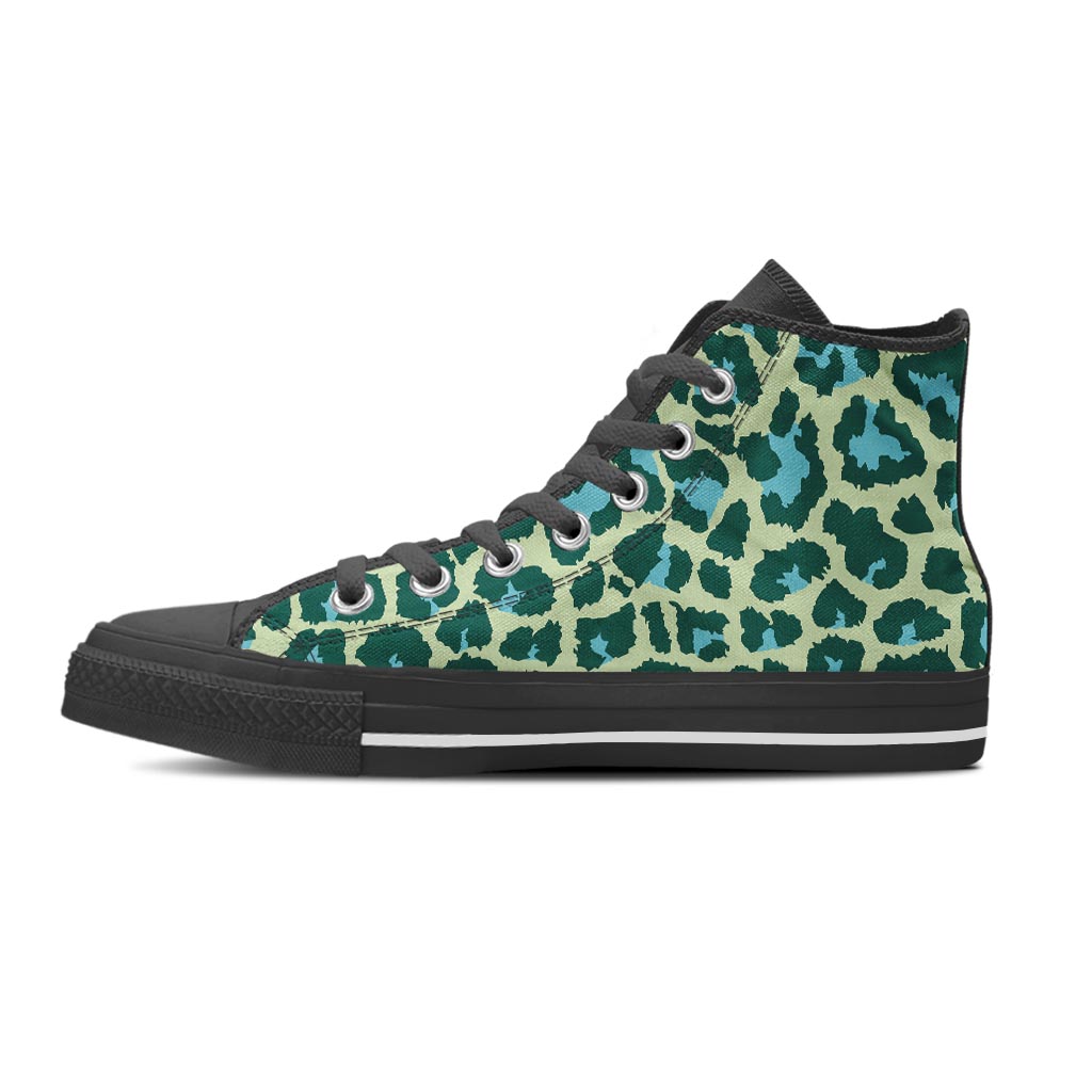 Green Cheetah Women's High Top Shoes-grizzshop