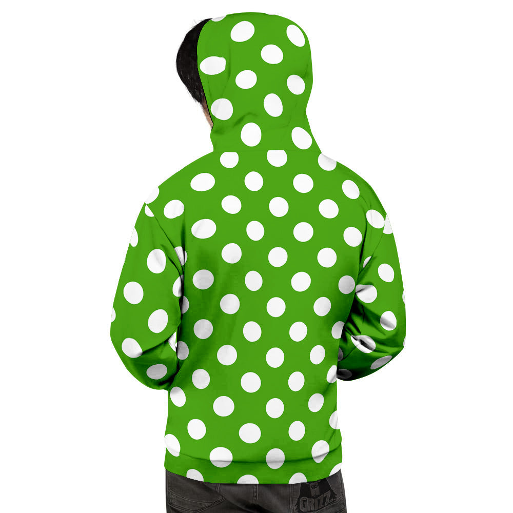 Green Color Polka Dot Print Pattern Men's Hoodie-grizzshop