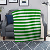 Green Color Striped Print Blanket-grizzshop
