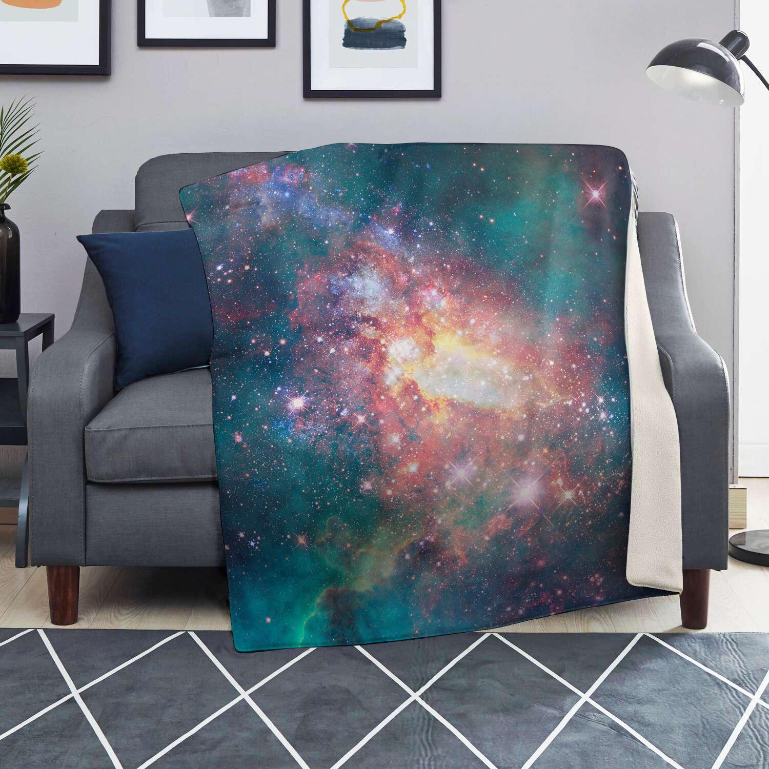 Green Cosmic Space Galaxy Blanket-grizzshop