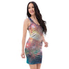 Green Cosmic Space Galaxy Bodycon Dress-grizzshop