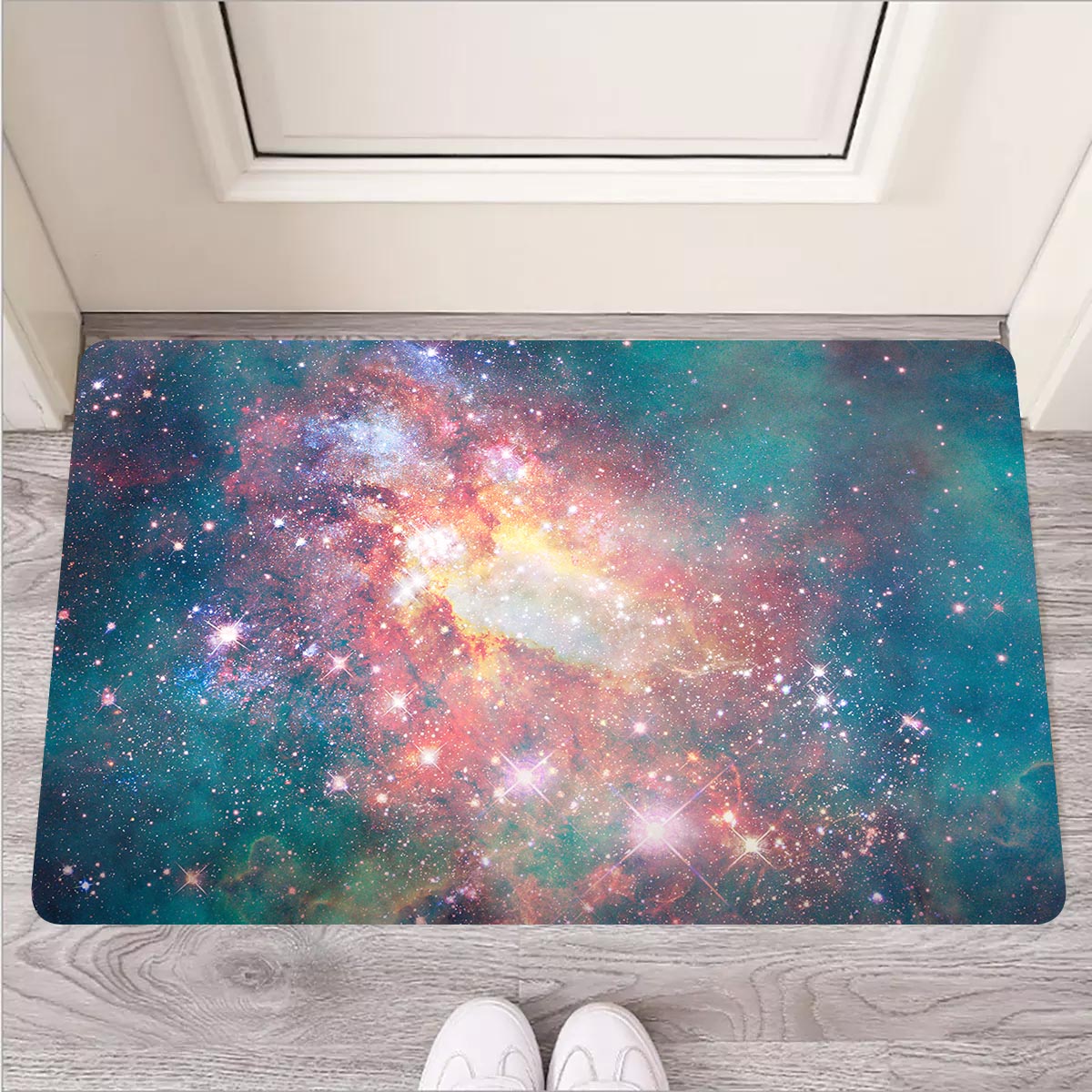 Green Cosmic Space Galaxy Door Mat-grizzshop