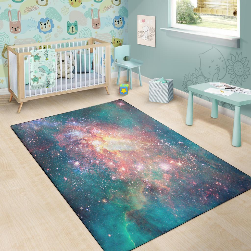 Green Cosmic Space Galaxy Floor Mat-grizzshop