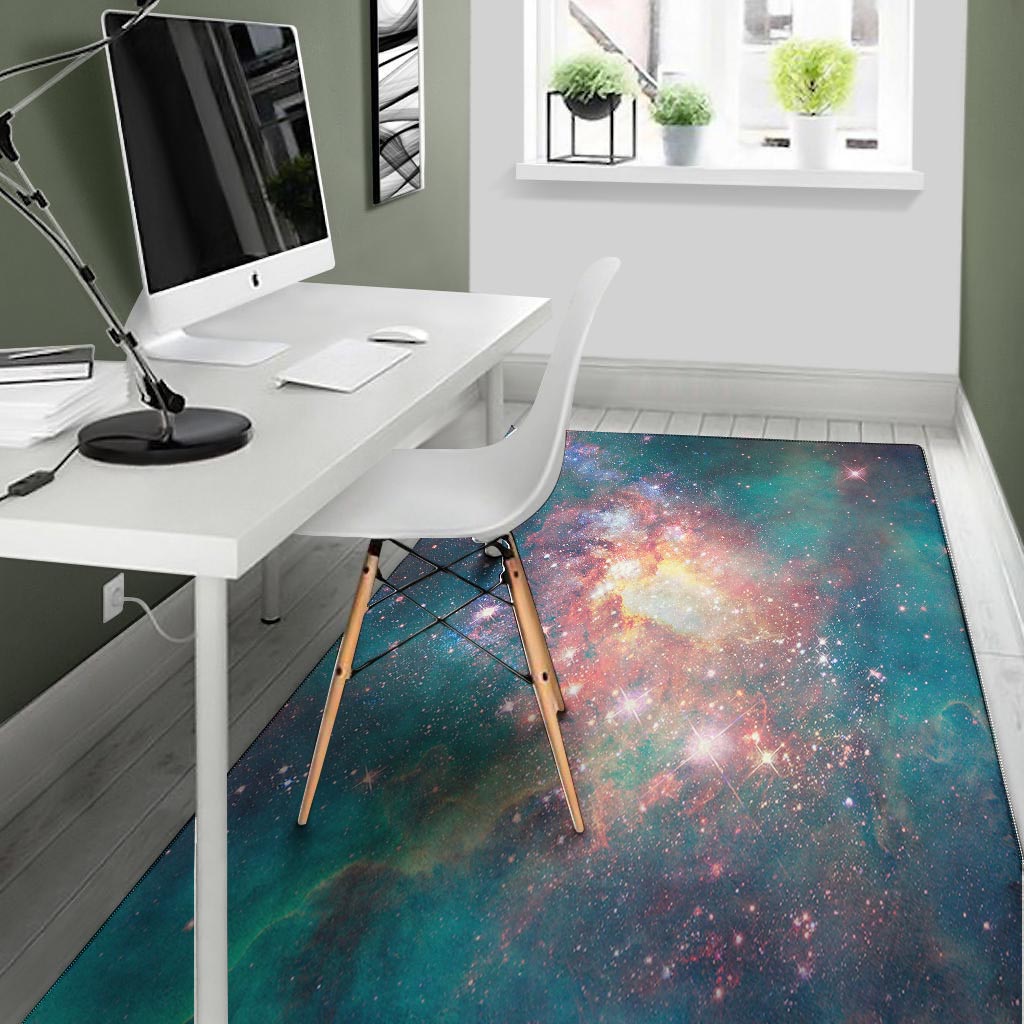 Green Cosmic Space Galaxy Floor Mat-grizzshop