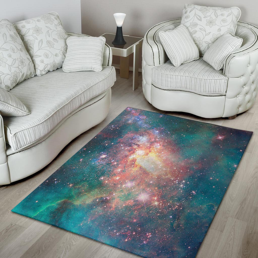 Green Cosmic Space Galaxy Floor Mat-grizzshop