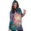 Green Cosmic Space Galaxy Hoodie Dress-grizzshop