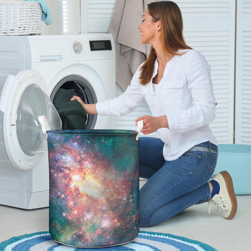 Green Cosmic Space Galaxy Laundry Basket-grizzshop