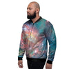 Green Cosmic Space Galaxy Men's Bomber Jacket-grizzshop