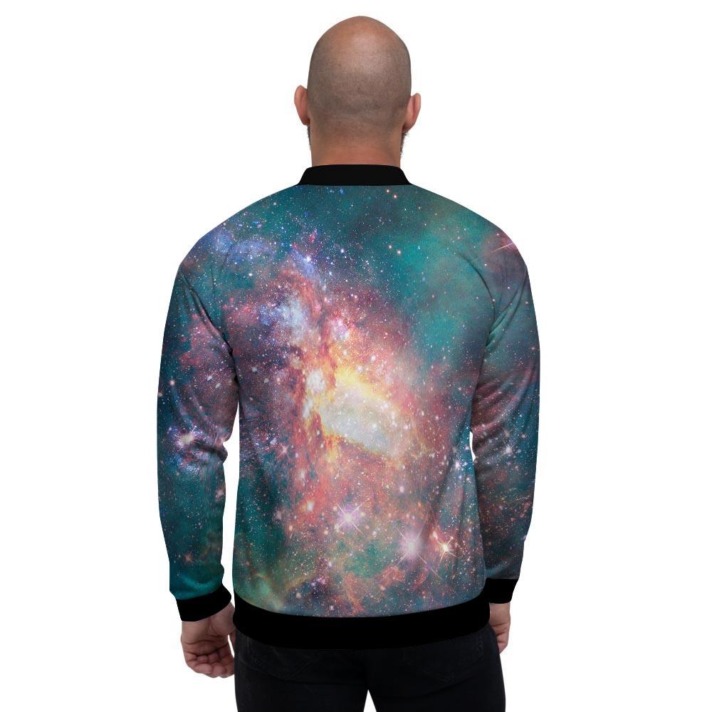 Green Cosmic Space Galaxy Men's Bomber Jacket-grizzshop