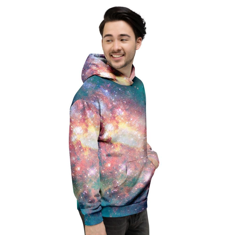 Green Cosmic Space Galaxy Men's Hoodie-grizzshop