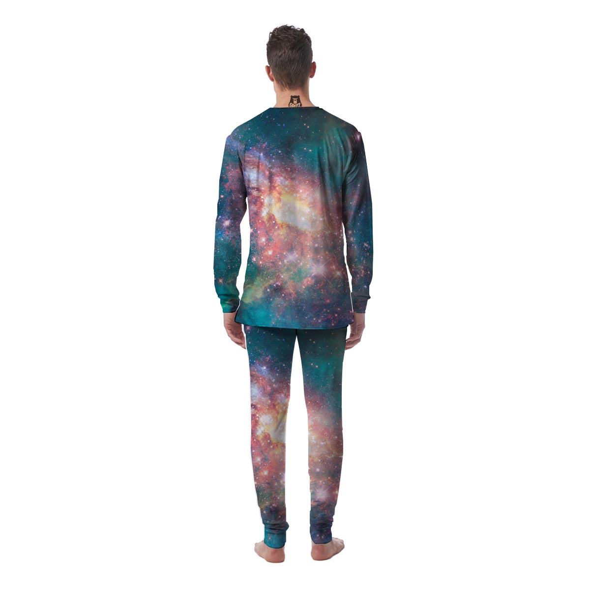 Green Cosmic Space Galaxy Men's Pajamas-grizzshop