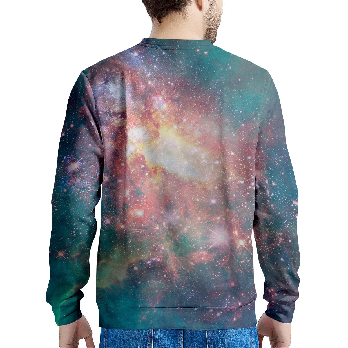 Green Cosmic Space Galaxy Men's Sweatshirt-grizzshop