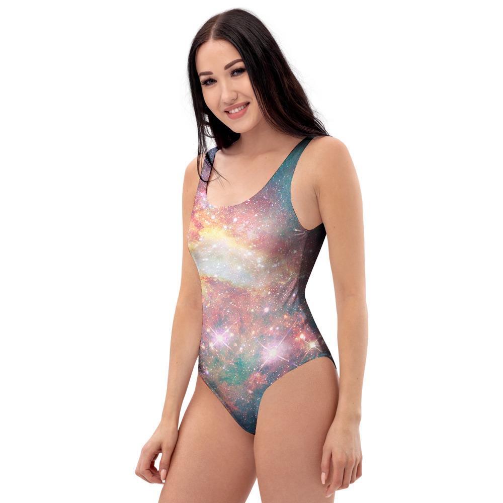 Green Cosmic Space Galaxy One Piece Swimsuite-grizzshop