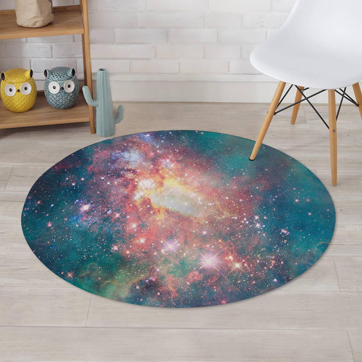 Green Cosmic Space Galaxy Round Rug-grizzshop