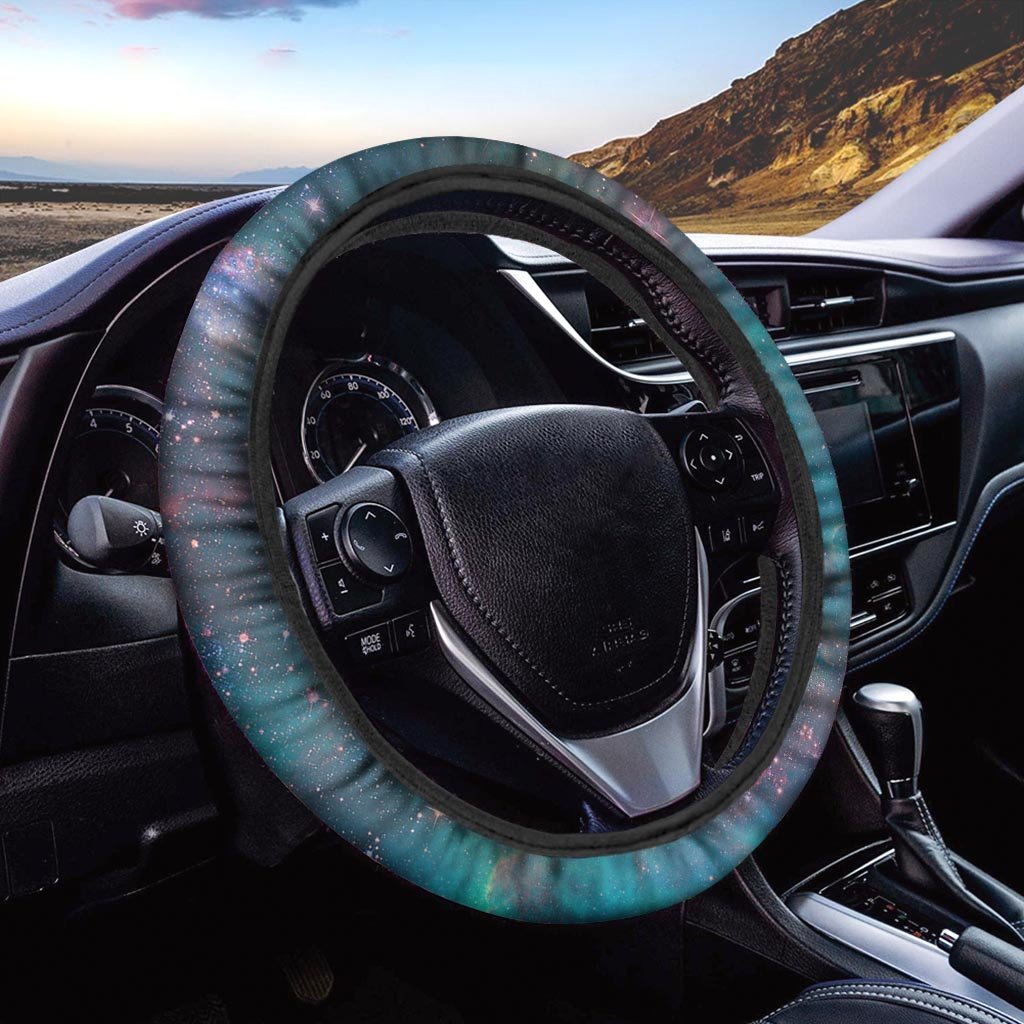 Green Cosmic Space Galaxy Steering Wheel Cover-grizzshop