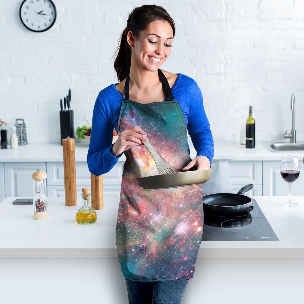 Green Cosmic Space Galaxy Women's Apron-grizzshop