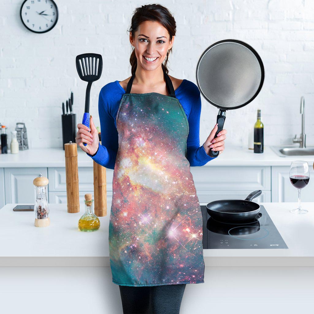 Green Cosmic Space Galaxy Women's Apron-grizzshop