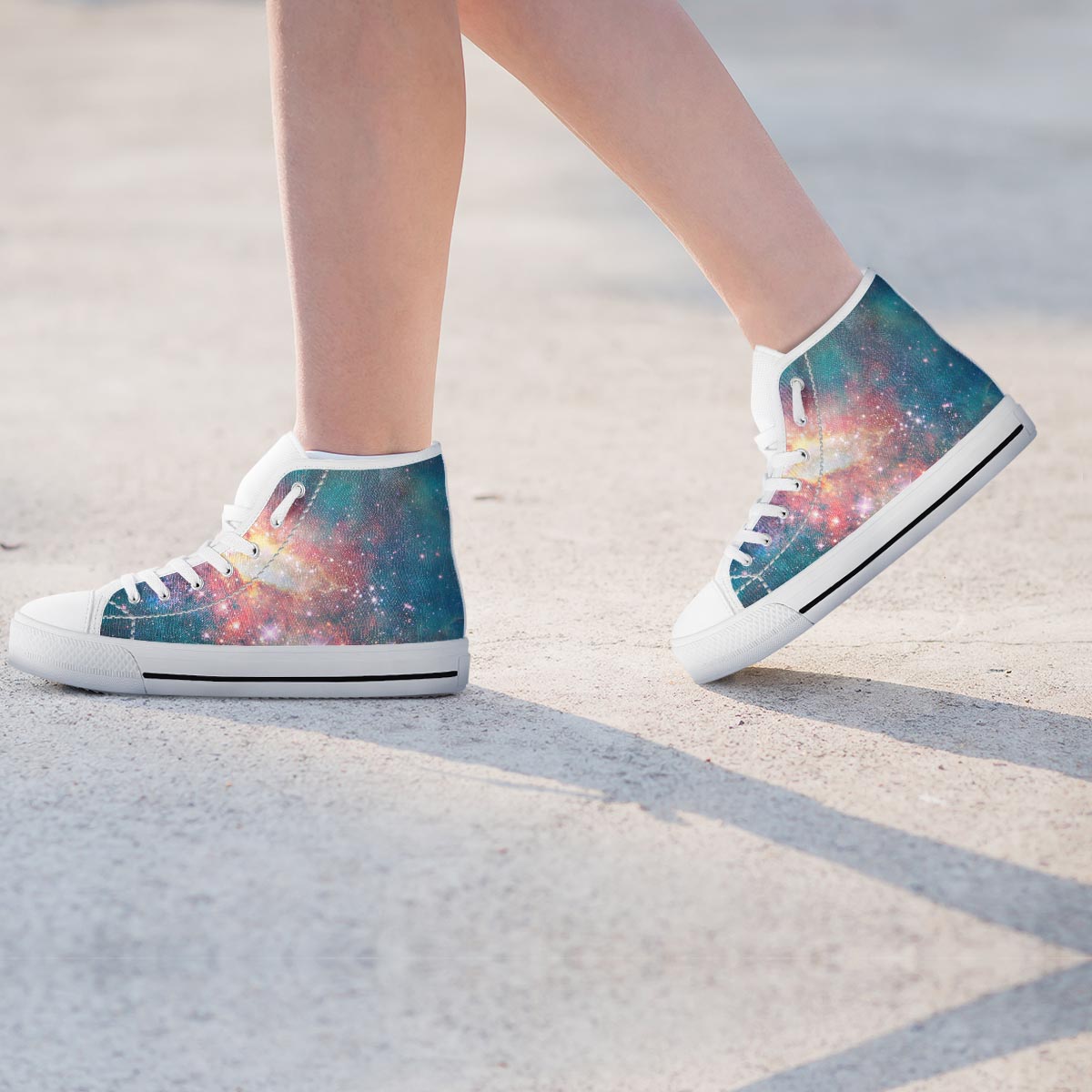 Green Cosmic Space Galaxy Women's High Top Shoes-grizzshop