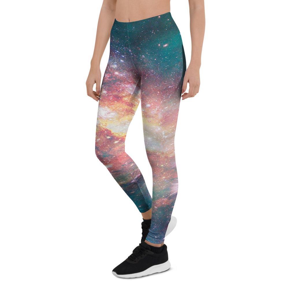 Green Cosmic Space Galaxy Women's Leggings-grizzshop