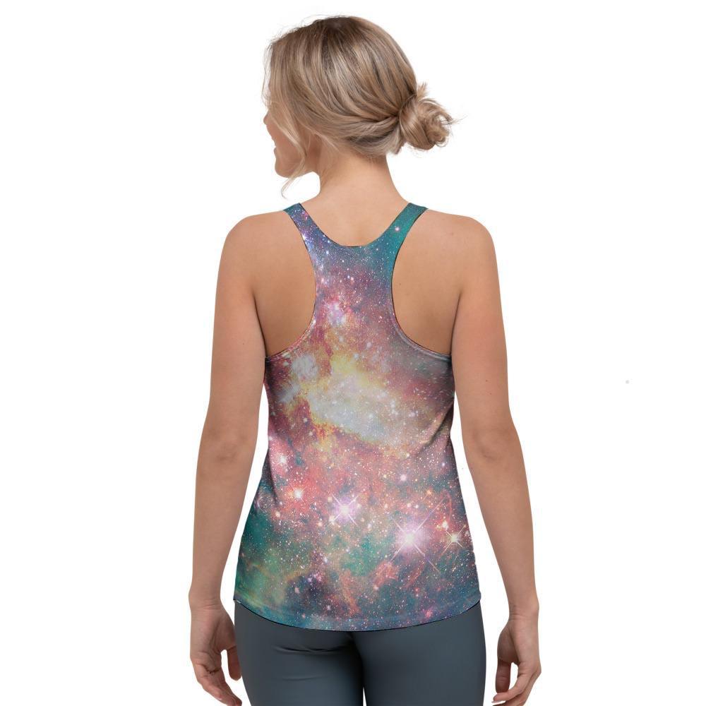 Green Cosmic Space Galaxy Women's Racerback Tank Top-grizzshop