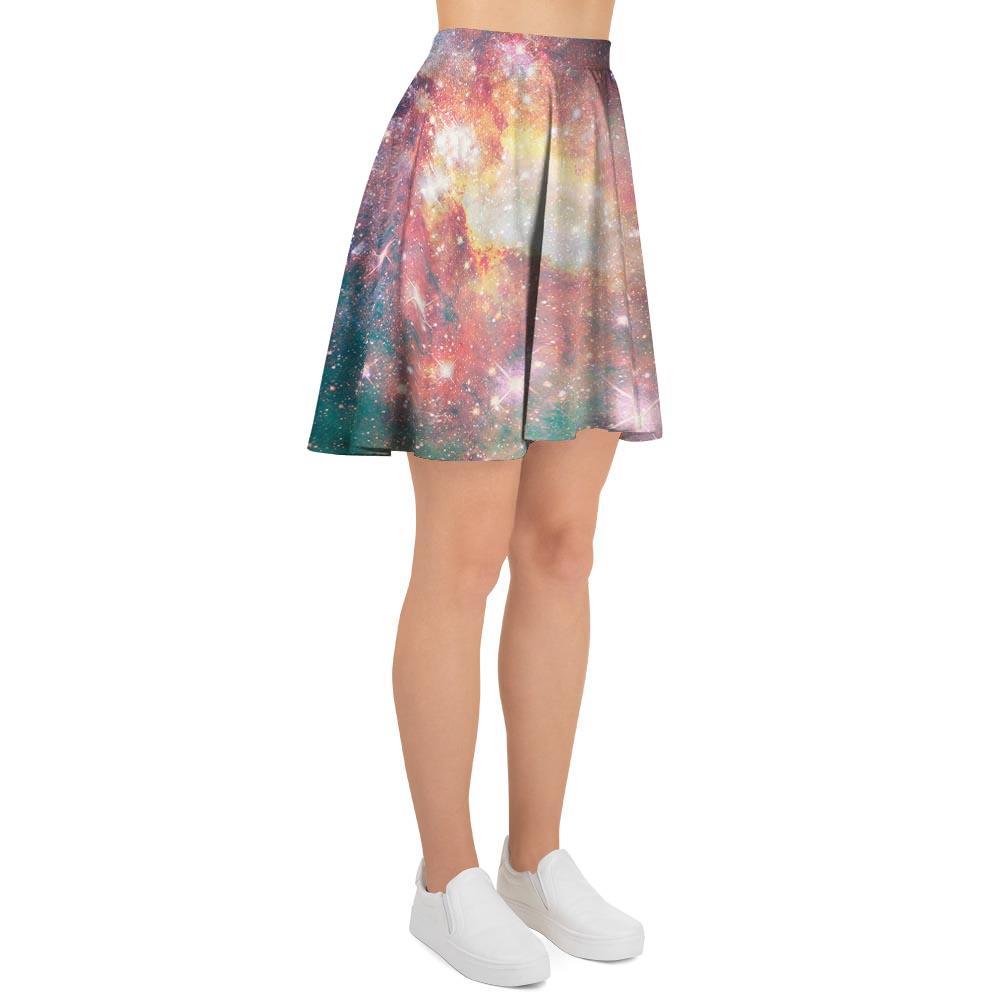 Green Cosmic Space Galaxy Women's Skirt-grizzshop