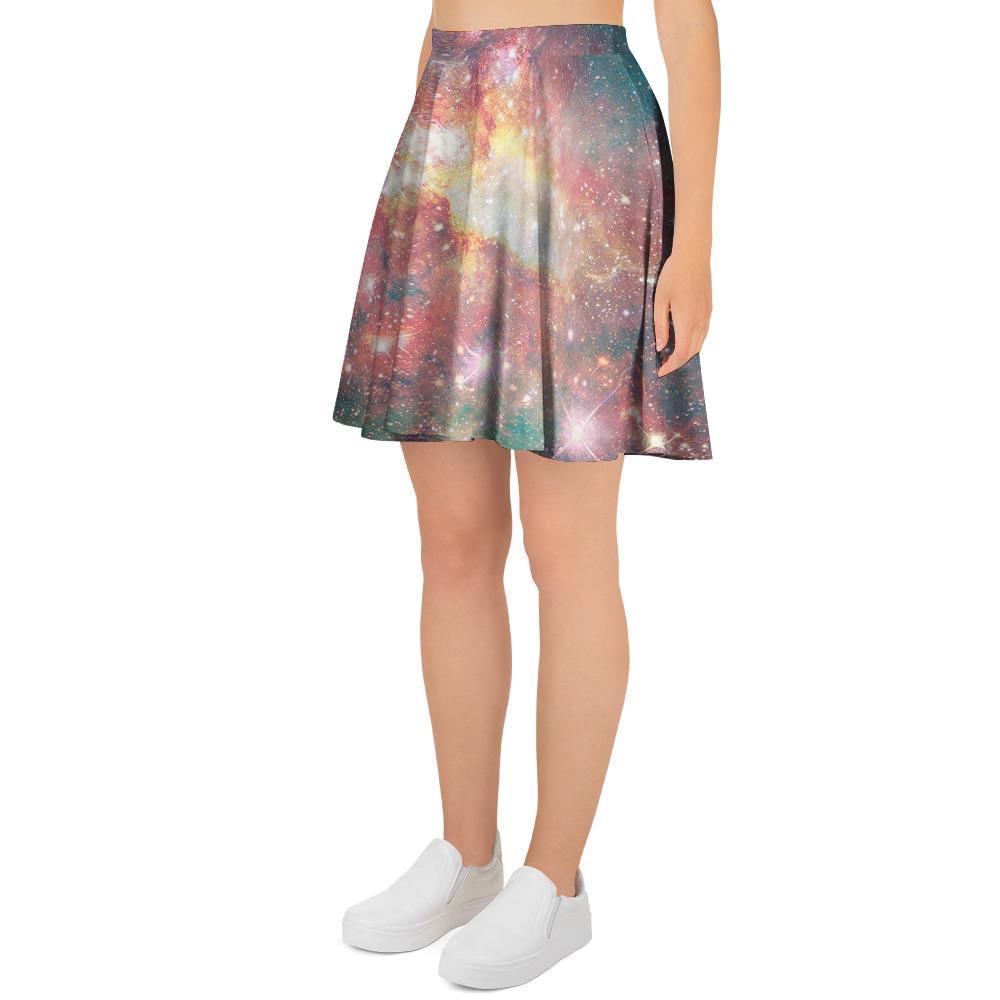 Green Cosmic Space Galaxy Women's Skirt-grizzshop