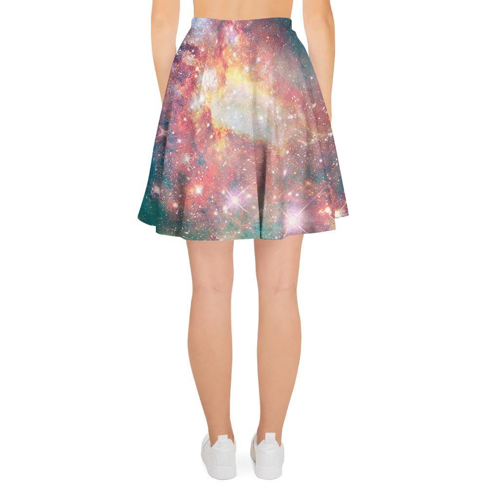 Green Cosmic Space Galaxy Women's Skirt-grizzshop