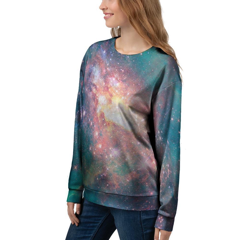 Green Cosmic Space Galaxy Women's Sweatshirt-grizzshop