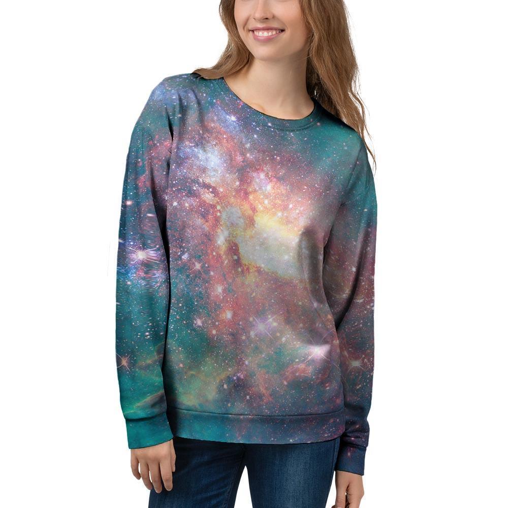 Green Cosmic Space Galaxy Women's Sweatshirt-grizzshop