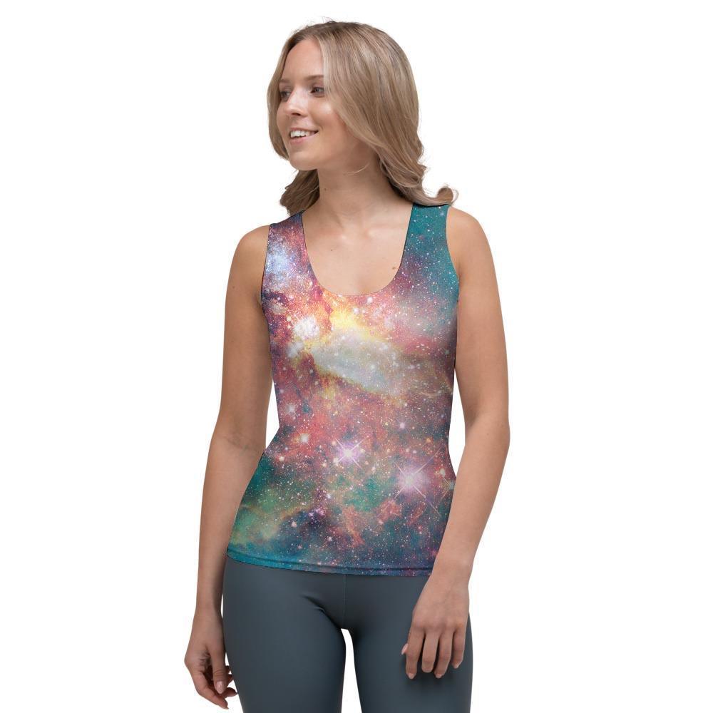 Green Cosmic Space Galaxy Women's Tank Top-grizzshop