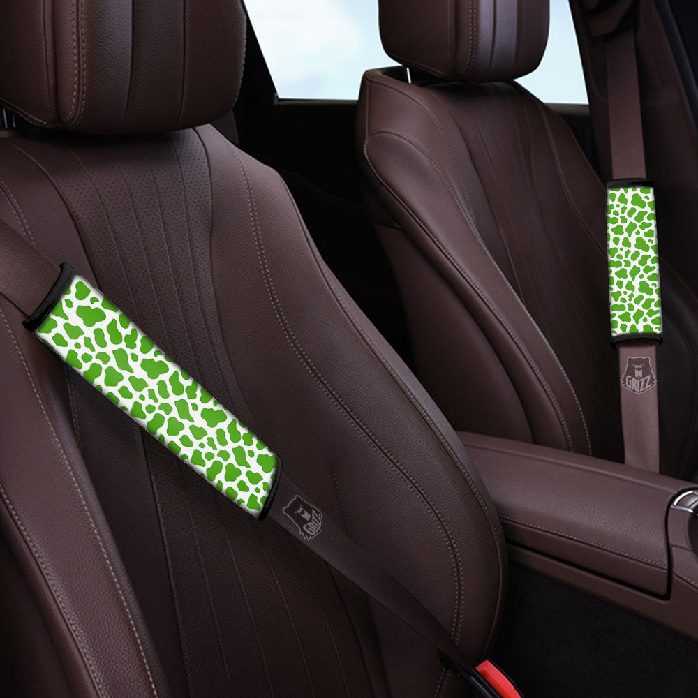 Green Cow Print Pattern Car Seat Belt Cover-grizzshop