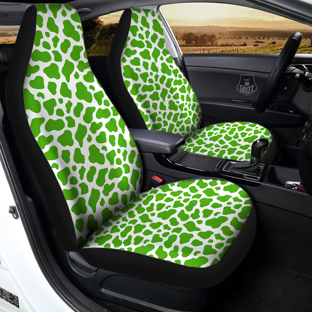 Green Cow Print Pattern Car Seat Covers-grizzshop