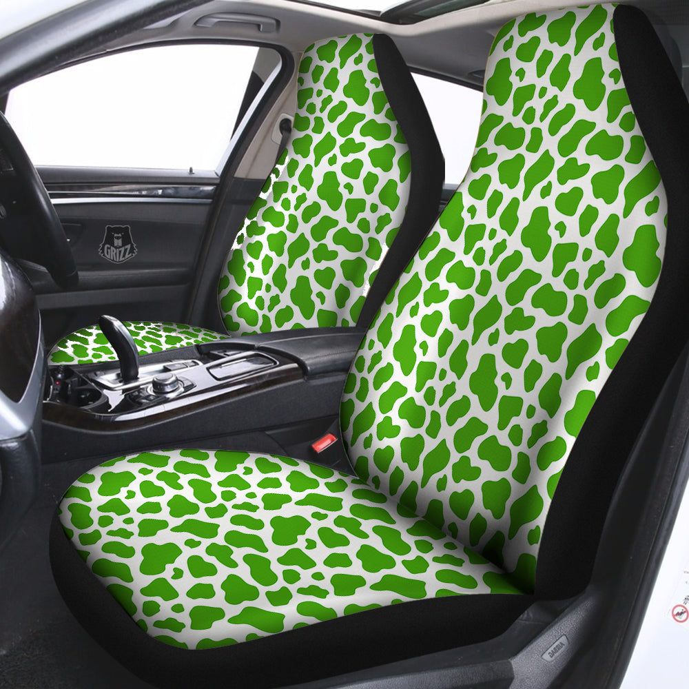 Green Cow Print Pattern Car Seat Covers-grizzshop